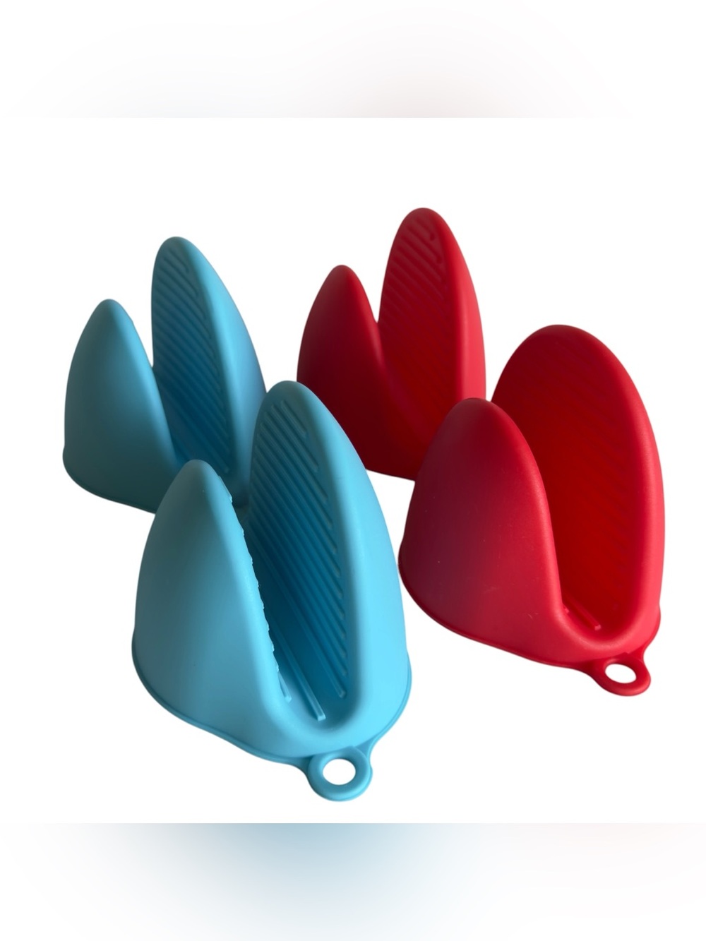 NWOT Set of 2 Silicone Pot Holders Heat Resistant Oven Mitts Gloves Red Blue